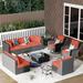 XIZZI 7 Piece Sofa Seating Group w/ Cushions Synthetic Wicker/All - Weather Wicker/Wicker/Rattan in Orange | 25 H x 51 W x 29 D in | Outdoor Furniture | Wayfair