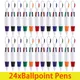 24Pcs Retractable Shuttle Pen With Hiking Clip Mini 4-in-1 Multi-color Ink Ballpoint Pen With Key