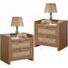 SICOTAS Farmhouse Set of 2 Nightstand with Charging Station and 2-Drawers