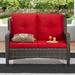 Cozywor Brown Wicker Outdoor Patio Loveseat with Cushions