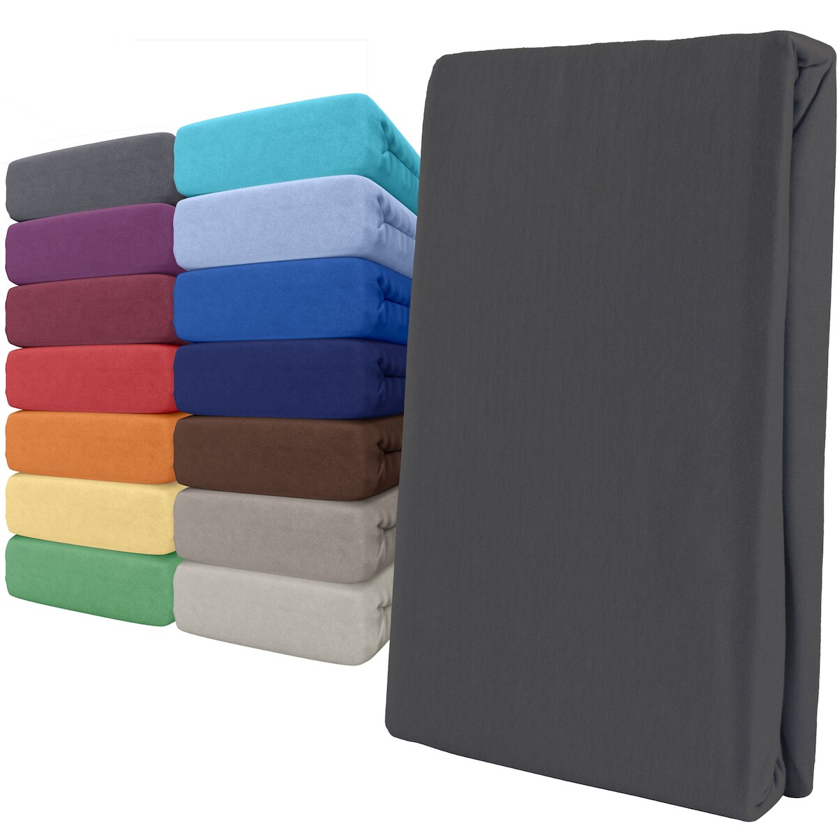 Spannbettlaken Jersey 100% Baumwolle 90-100x200 cm Anthrazit Image