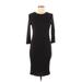Lush Casual Dress - Sheath Crew Neck 3/4 sleeves: Black Print Dresses - Women's Size Medium