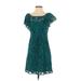 Moulinette Soeurs Casual Dress - Party: Teal Solid Dresses - Women's Size 2 Petite