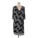 DressBarn Casual Dress - Shift V-Neck 3/4 sleeves: Black Chevron Dresses - Women's Size 20