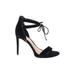 Gianni Bini Heels: Black Solid Shoes - Women's Size 7 1/2 - Open Toe