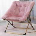 Rosdorf Park Kelik Folding Chair, Comfy Saucer Chair, Folding Faux Fur Lounge Chair for Bedroom Fabric in Pink/Yellow | Wayfair
