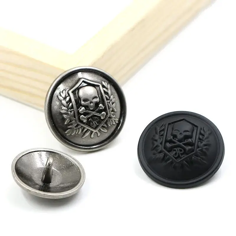 Lèvent en métal tête de mort ronde shanked pour hommes, bouton de manteau bricolage, olympiques vestisens, mode, 10 pièces