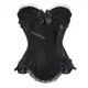 Corset Noir en Satin pour Femme Bustier Sexy avec Fermeture Éclair Grande Taille Vintage