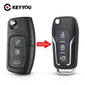 KEYYOU – coque de clé de voiture pour Ford Focus 2 3 Mondeo Fiesta C Max S Max Galaxy Fob 3 boutons