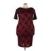 AX Paris Casual Dress - Bodycon Crew Neck Short sleeves: Burgundy Dresses - Women's Size 24