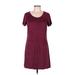 Bobeau Casual Dress - Shift: Burgundy Print Dresses - Women's Size Medium