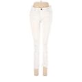 J Brand Jeggings - Mid/Reg Rise Skinny Leg Cropped: Ivory Bottoms - Women's Size 29 - White Wash