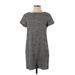 Zara Casual Dress - Shift Crew Neck Short sleeves: Gray Dresses - Women's Size Small