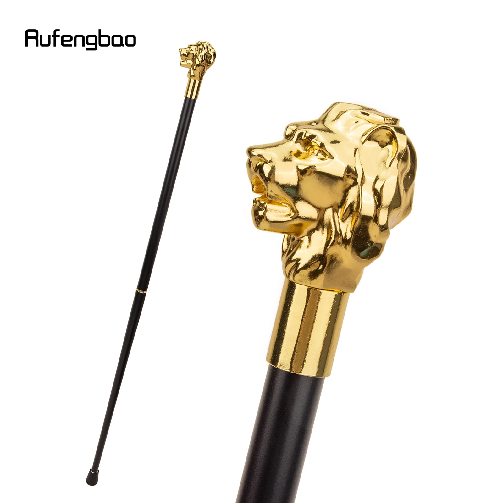 Bastone da passeggio alla moda con manico a testa di leone di lusso in oro per bastone da passeggio decorativo per feste elegante bastone da passeggio con pomello di coccodrillo 93cm