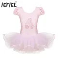 IEFiEL Kids Girls Ruffled Cap SleevesBallet body Dancewear ballerine con paillettes ballerine danza
