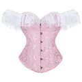 Corsetto Sexy Bustier Top Plus Size Vintage Jacquard floreale maniche in pizzo Chest Binder corsetto Overbust Lingerie donna