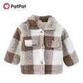 PatPat Toddler Girl / Boy Coat Outwear Plaid risvolto colletto bottone Design cappotto Khaki Plaid