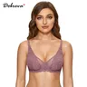 DOBREVA women's Minimizer Lace See Through Mesh Bra Sexy Plus Size ferretto copertura completa