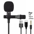 Mini microfono lavalier portatile da 1,5 m a condensatore con clip da bavero con cavo USB da 3,5 mm tipo C per telefono per PC portatile Mac