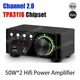 Mini Audio HiFi Bluetooth 5.0 Amplificatore di potenza in classe D 2.0 canali Tpa3116 Amplificatore digitale 50W * 2 Home Car Audio marino USB/AUX IN