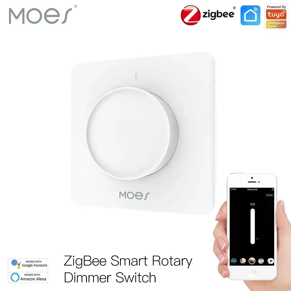 Neue ZigBee Smart Dreh Licht Dimmer Schalter Helligkeit Speicher Smart Leben/Tuya APP Fernbedienung Arbeitet mit Alexa Google EU Image
