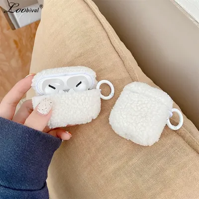 Niedliche Plüsch-Winter-Kopfhörerhülle für Apple Airpods Pro 3 2 1, Schlüsselanhänger, weiches Fell, kabelloses Laden, Bluetooth-Abdeckung für Airpods Pro Image