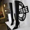 BIGTREE Schuhe Stiletto Sexy Overknee-Stiefel Schwarze Lederstiefel Sexy dünne High-Heel-Stiefel