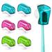 6 Pack Travel Toothbrush Head Covers with Suction Cup Electric and Manual Toothbrush Cover Clip Portable Plastic Toothbrush Protector Cap Brush Pod Case for Traveling Camping Bathroom Home School