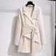 Women Blazer 2023 Autumn Women Clothing Belt Coats Long Sleeve Jacket Women Irregular Suit Dress for