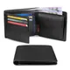 100% Genuine Leather RFID Blocking Slim Trifold Men Wallets with Coin Pocket and ID Window