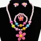 Candy Beads Resin Plastic Kids Jewelry Set for Children Flower Pendants Cute Necklace Bracelet Ring