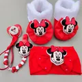 [0-9M Newborns Boots ] Minnie Mouse Winter Plush Thick Boot for Girl Red Matching Dolls Set Princess