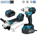 2 IN 1 Brushless Cordless Electric Impact Wrench 1/2 Inch + Cordless Impact Angle Grinder DIY Power