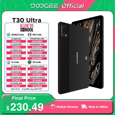 World Premiere DOOGEE T30 Ultra Tablet 11" 2.5K Display Helio G99 Octa Core 7.6mm 12GB+256GB Android