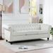 Luxury PU Leather Three Seater Sofa, 84" Traditional Rolled Arm Chesterfield Sofa with Wood Legs and Nailheads