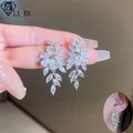 LXOEN Luxury Gorgeous Marquise Cluster Flower Shape Cubic Zirconia Long Dangle Drop Earrings for