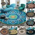 Ethnic Style Round Carpet Retro Mandala Home Floor Decoration Doormat Living Room Bedroom Bathroom