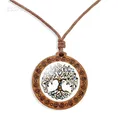 Tree of Life Pendant Necklace Life Tree Art Picture Glass Cabochon Necklace Retro Wax Rope Necklaces