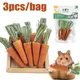 3pcs/bag Small Animal Hamster Treats Rabbit Chew Carrots Snack Natural Nutritious Molar Toys for
