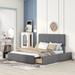 Stylish Wood/Metal Platform Bed Frame with Adjustable Headboard, Queen, Grey