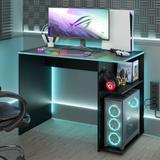 Madesa Gaming Computer Desk with 2 Shelves, Cable Management and Large Monitor Stand, Wood, 21" D x 39" W x 30" H