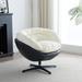 Black White Round Accent Chairs Sofa Livingroom PU Barrel Chairs,Round Swivel Club Chair,Accent Side Armchair,Swivel Egg Chair