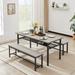 67" Grey Dining Set, 3-Piece Dining Table Set with 2 Benches