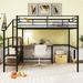 Metal Loft Bed Full Size Loft Bed with Desk and Lateral Storage Ladder for Girls, Boys, Teens, No Box Spring Required, Black