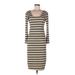 Left Coast by Dolan Casual Dress - Sheath Scoop Neck 3/4 sleeves: Tan Color Block Dresses - Women's Size Medium