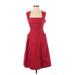 Mirror Of Venus Cocktail Dress - A-Line Square Sleeveless: Red Print Dresses - Women's Size 0