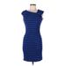 Calvin Klein Casual Dress - Bodycon: Blue Print Dresses - Women's Size 6