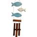 195 Fun Fish Bamboo Wind Chime Blue & White Distressed Finish