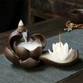 Meijuhuga Lotus-shaped Incense Burner Backflow Handmade Waterfall River Censer Holder Ornament Home Decor