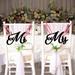 Meijuhuga 1 Set Wedding Chair Signs Wooden Mr And Mrs Geometric Style Romantic Reusable Decorative DIY Bride Groom Hanging Chair Signs Flags Party Supplies